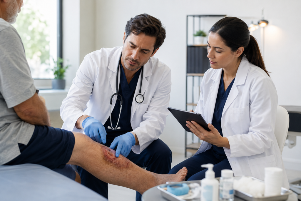 Medical consultation for leg injury