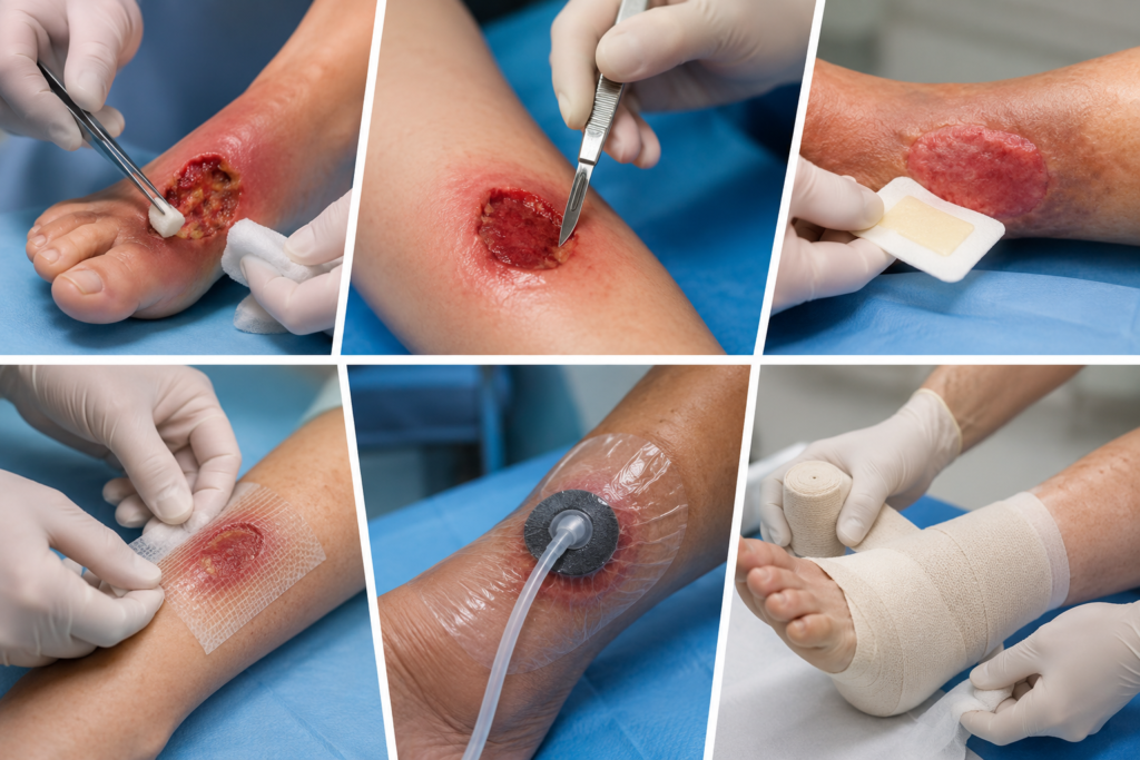 Wound care procedures in a clinical setting