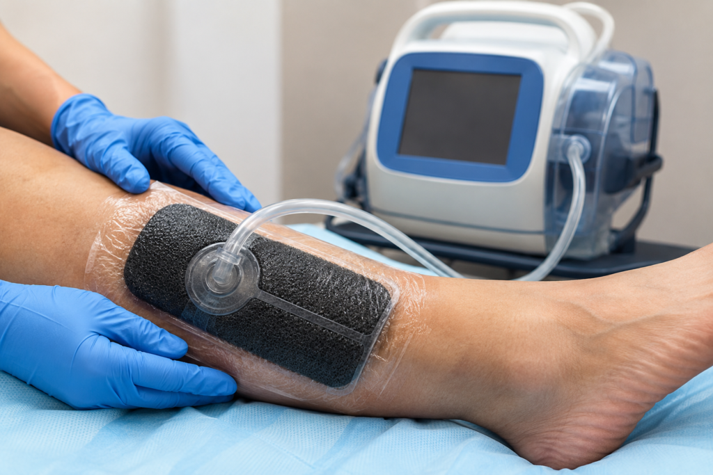 Wound care treatment in progress